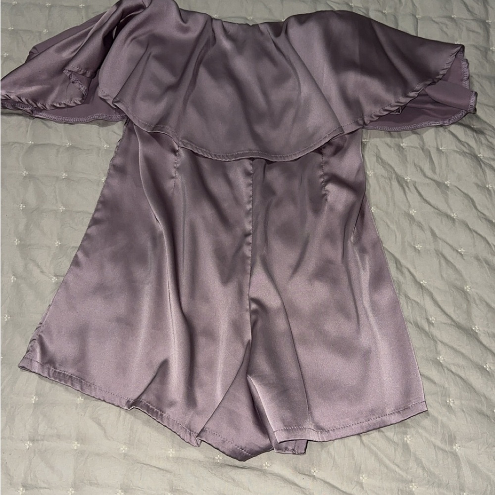 Elegant Off-Shoulder Satin Romper